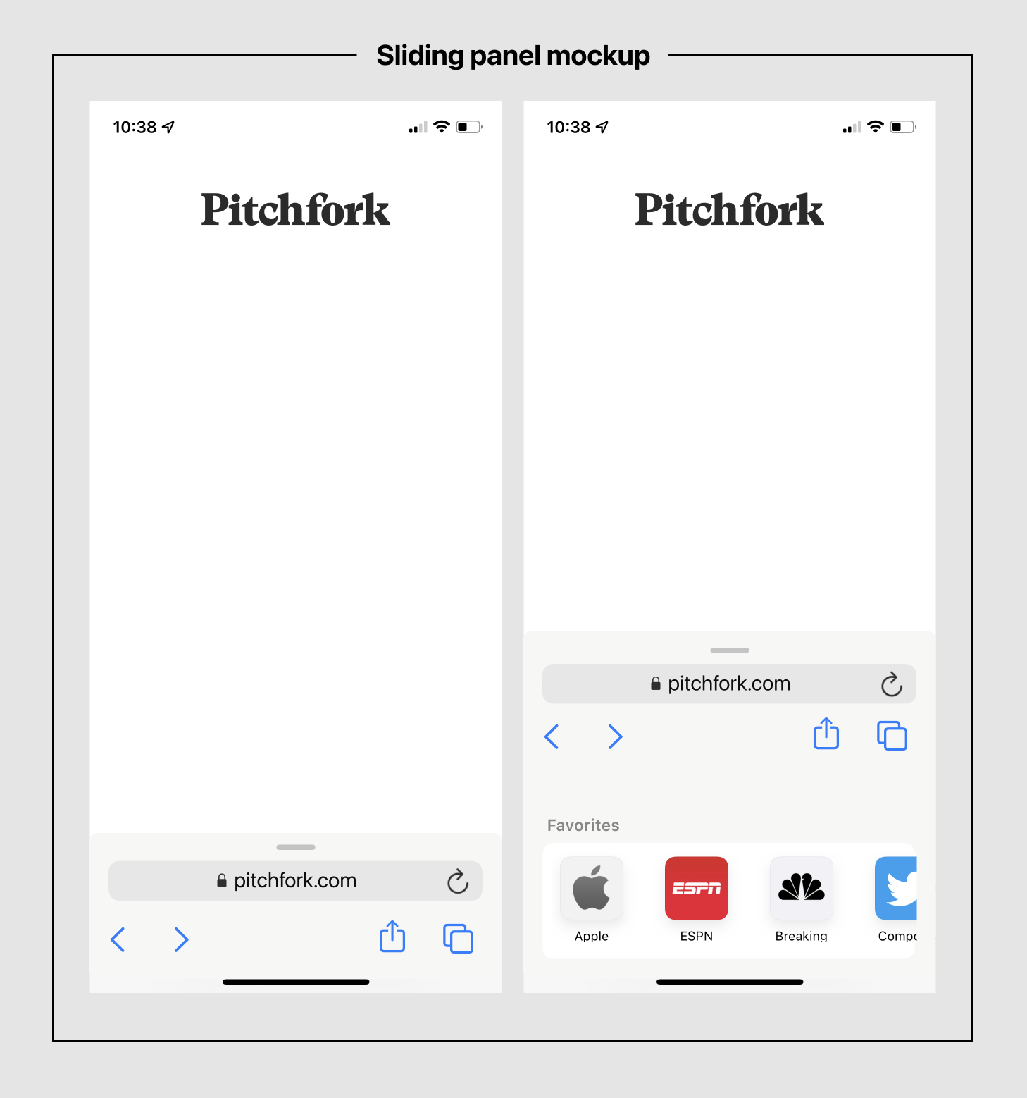 Safari sliding panel mockup